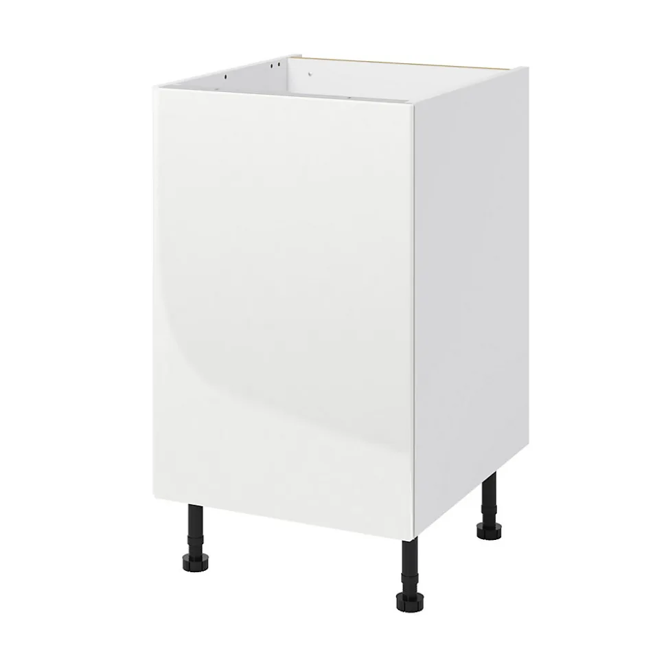 Meuble bas de cuisine avec 1 porte GoodHome Stevia blanc brillant L. 50 x H. 72 cm