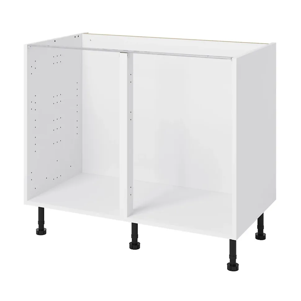 Meuble bas de cuisine avec 2 portes GoodHome Stevia blanc brillant L. 100 x H. 72 cm