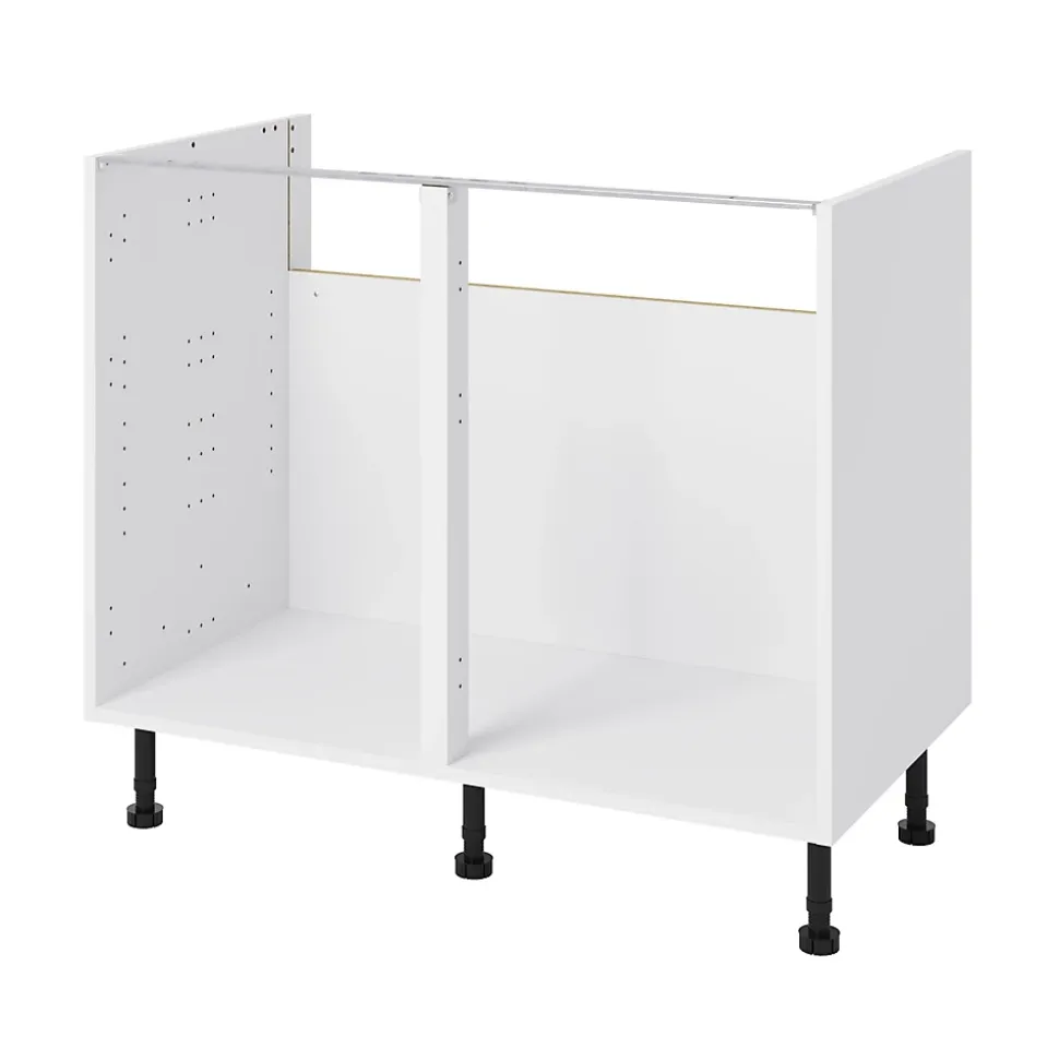 Meuble bas de cuisine avec 2 portes GoodHome Stevia blanc brillant L. 100 x H. 72 cm