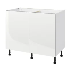 Meuble bas de cuisine avec 2 portes GoodHome Stevia blanc brillant L. 100 x H. 72 cm