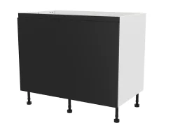 Meuble bas de cuisine blanc mat avec 2 portes noir mat l.100 x H.72 cm GoodHome Garcinia