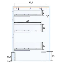 Meuble bas de cuisine de 3 tiroirs avec plan de travail coloris blanc brillant /chêne canadien