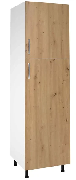 Meuble colonne de cuisine avec 2 portes coloris Chêne Albar - Hauteur 200 x Longueur 60 x profondeur 58 cm