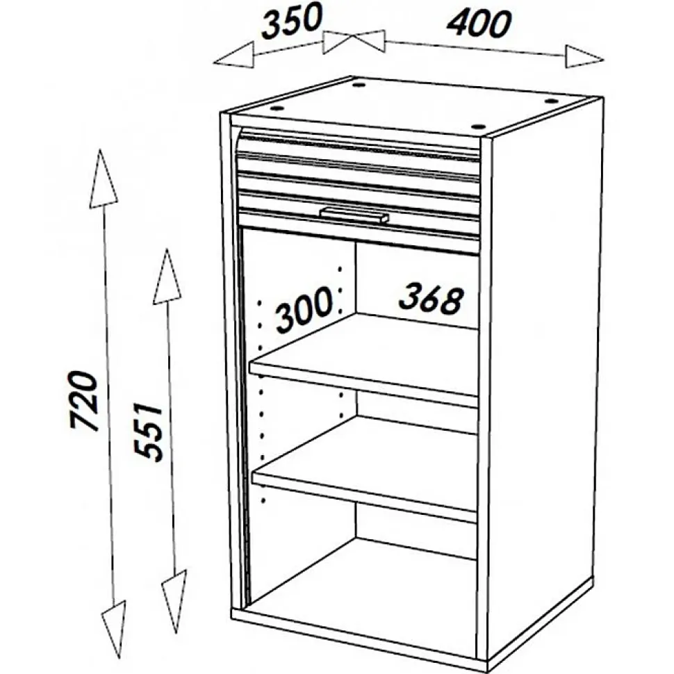 Meuble cuisine Alu rideau SIMMOB 40x72x35 cm Noir