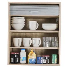 Meuble Cuisine Chêne SIMMOB L60 H72 P35 rideau Alu