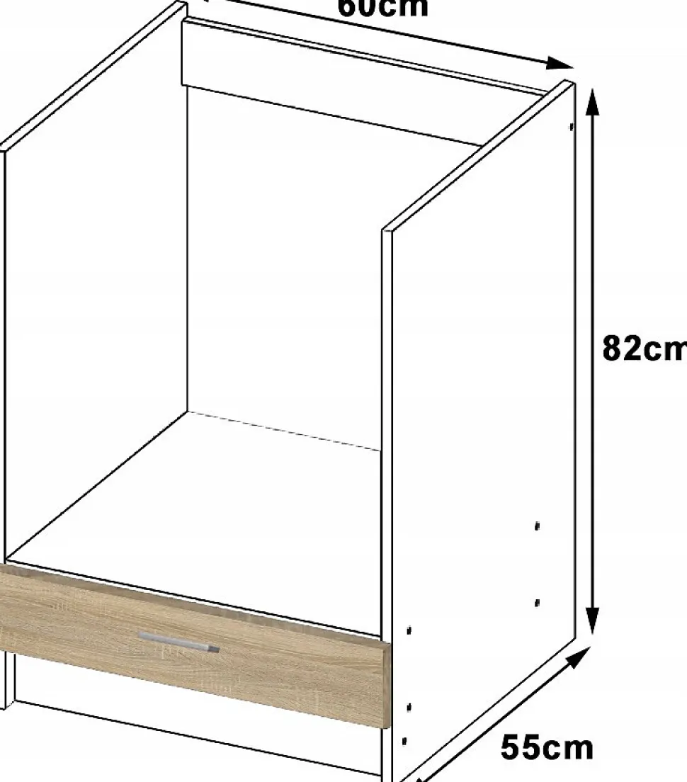 Meuble de cuisine bas / à four AKORD S60 OLIWIA modulable Blanc 60 cm 1 porte couleur Chêne Sonoma 1 étagère 60x55x82 cm
