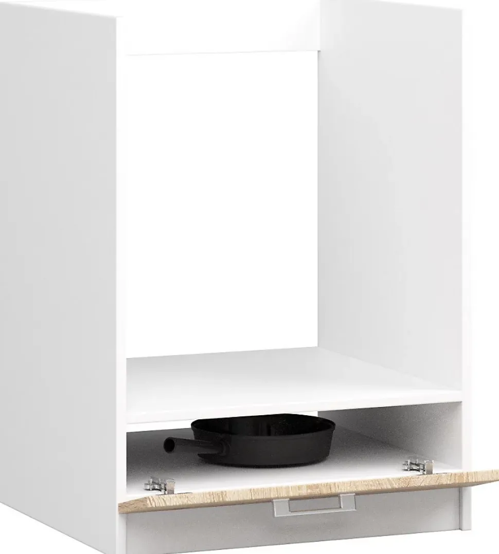 Meuble de cuisine bas / à four AKORD S60 OLIWIA modulable Blanc 60 cm 1 porte couleur Chêne Sonoma 1 étagère 60x55x82 cm