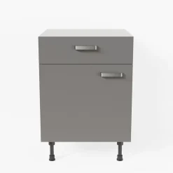 Meuble de cuisine bas - 1 porte + 1 tiroir - 60 cm - Caisson coloris Lino