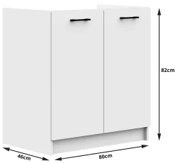 Meuble de cuisine bas / pour évier AKORD S80 OLIWIA modulable Blanc 80 cm 2 portes couleur Blanc 1 étagère 80x46x82 cm