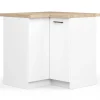 Meuble de cuisine bas AKORD S90 d'angle avec plan de travail OLIWIA Blanc 90 cm 2 portes façade Blanche 2 étagères 90x46x85 cm