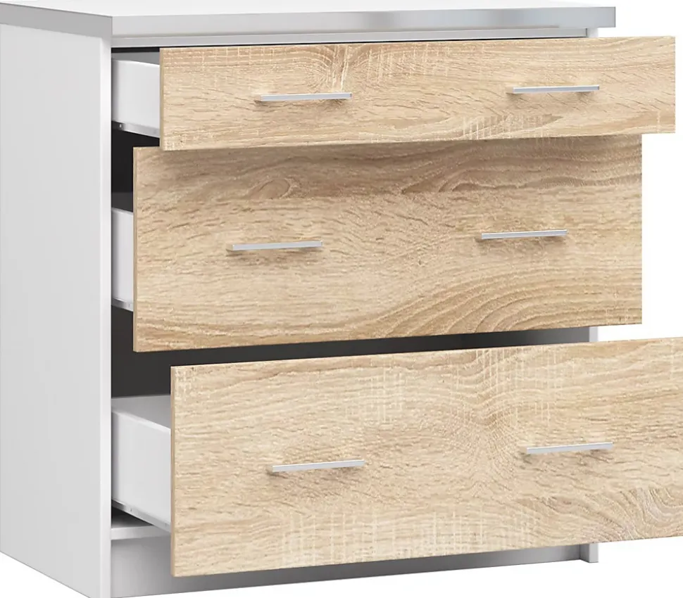 Meuble de cuisine bas AKORD S80 LIMA modulable Blanc 80 cm 3 tiroirs façade Chêne Sonoma 80x44,5x82 cm