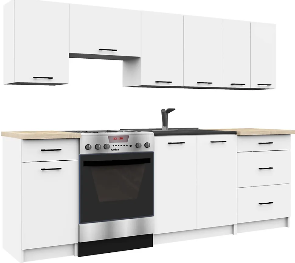 Meuble de cuisine bas AKORD S50 OLIWIA modulable Blanc 50 cm 1 porte 1 tiroir façade Blanche 2 étagères 50x46x85 cm