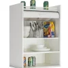 Meuble de Cuisine Blanc Rideau Noir ou Blanc 4 Niches L 54 H 76.6 P 35.4 cm - Blanc - L 54 x l 35.4 x H 76.6 cm