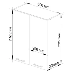 Meuble de cuisine haut AKORD W60 H720 Blanche 2 portes, 2 étagères 72x60x30 cm