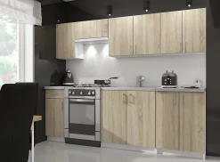 Meuble de cuisine haut AKORD W40 LIMA modulable Blanc 40 cm 1 porte façade Chêne Sonoma 2 étagères 40x30,5x72 cm