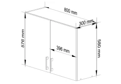 Meuble de cuisine haut AKORD W80 LIMA modulable Blanc 80 cm 2 portes façade Chêne Sonoma 2 étagères 80x30,5x58 cm