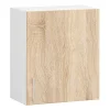 Meuble de cuisine haut AKORD W50 LIMA modulable Blanc 50 cm 1 porte façade Chêne Sonoma 2 étagères 50x30,5x58 cm