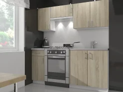 Meuble de cuisine haut AKORD W60 LIMA modulable Blanc 60 cm 2 portes façade Chêne Sonoma 2 étagères 60x30,5x58 cm