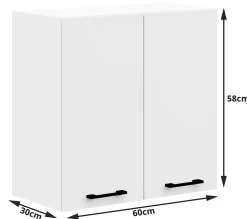 Meuble de cuisine haut AKORD W60 OLIWIA modulable Blanc 60 cm 2 portes façade Blanche 2 étagères 60x30x58 cm