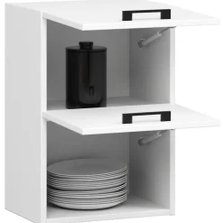Meuble de cuisine haut AKORD W40 OLIWIA G2 modulable Blanc 40 cm 2 portes façade Blanche 2 étagères 40x30x58 cm
