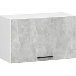 Meuble de cuisine haut AKORD W60 hotte OLIWIA modulable Blanc 60 cm 1 porte couleur Béton 1 étagère 60x30x29 cm