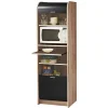 Meuble de Cuisine Micro-onde Chêne et Noir 6 Niches L 58,2 H 180,7 P 47 cm - L 58.2 x l 47 x H 180.7 cm