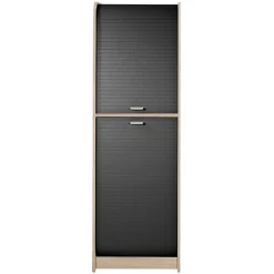 Meuble de Cuisine Micro-onde Chêne et Noir 6 Niches L 58,2 H 180,7 P 47 cm - L 58.2 x l 47 x H 180.7 cm