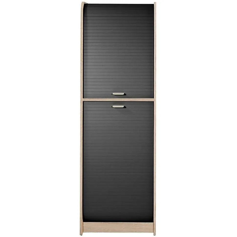 Meuble de Cuisine Micro-onde Chêne et Noir 6 Niches L 58,2 H 180,7 P 47 cm - L 58.2 x l 47 x H 180.7 cm