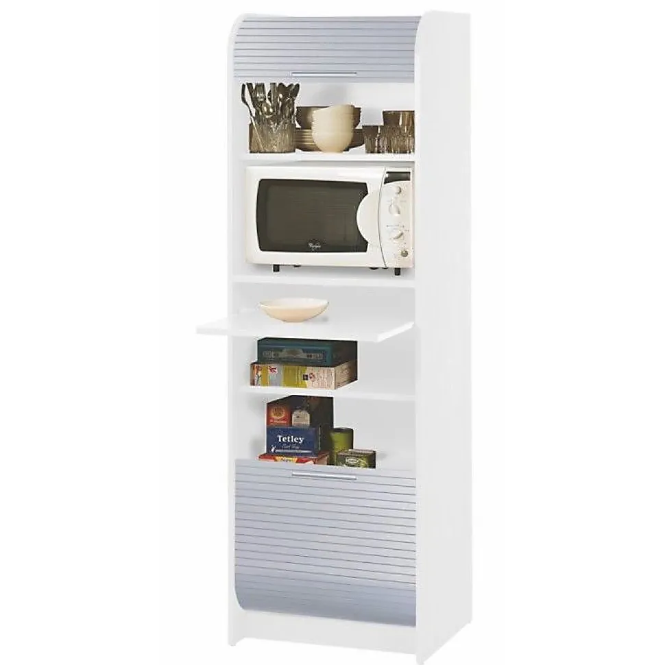 Meuble de Cuisine Micro-onde Blanc Alu 6 Niches L 58,2 H 180,7 P 47cm - L 58.2 x l 47 x H 180.7 cm