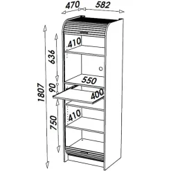 Meuble de Cuisine Micro-onde Blanc Alu 6 Niches L 58,2 H 180,7 P 47cm - L 58.2 x l 47 x H 180.7 cm