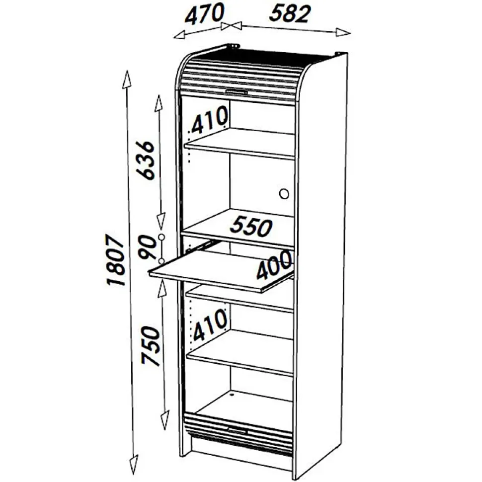 Meuble de Cuisine Micro-onde Blanc Alu 6 Niches L 58,2 H 180,7 P 47cm - L 58.2 x l 47 x H 180.7 cm