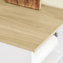 Meuble de Cuisine Mobile avec Plan de Travail et Tiroirs - Desserte à Roulettes Blanche