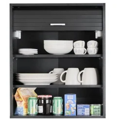 Meuble de Cuisine Noir 2 Etagères L 60 cm H 72 cm P 35 cm - L 60 x l 35 x H 72 cm