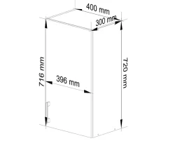 Meuble de cuisine suspendue : 1 porte, 2 étagères, blanc / Chêne Sonoma, 40 x 72 x 30,5 cm