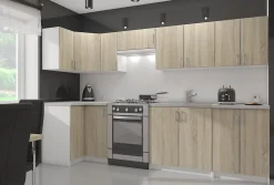 Meuble de cuisine suspendue : 1 porte, 2 étagères, blanc / Chêne Sonoma, 40 x 72 x 30,5 cm