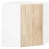 Meuble de cuisine suspendue d'angle : 1 porte, 2 étagères, blanc / Chêne Sonoma, 60 x 58 x 30,5 cm