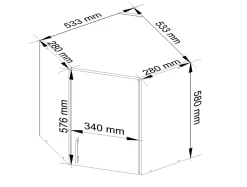 Meuble de cuisine suspendue d'angle : 1 porte, 2 étagères, blanc / Chêne Sonoma, 60 x 58 x 30,5 cm