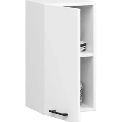 Meuble de cuisine suspendu : 1 porte, 2 étagères, blanc, 40 x 58 x 30 cm