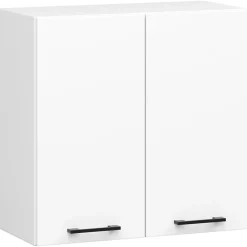 Meuble de cuisine suspendu : 2 portes, 2 étagères, blanc, 60 x 58 x 30 cm