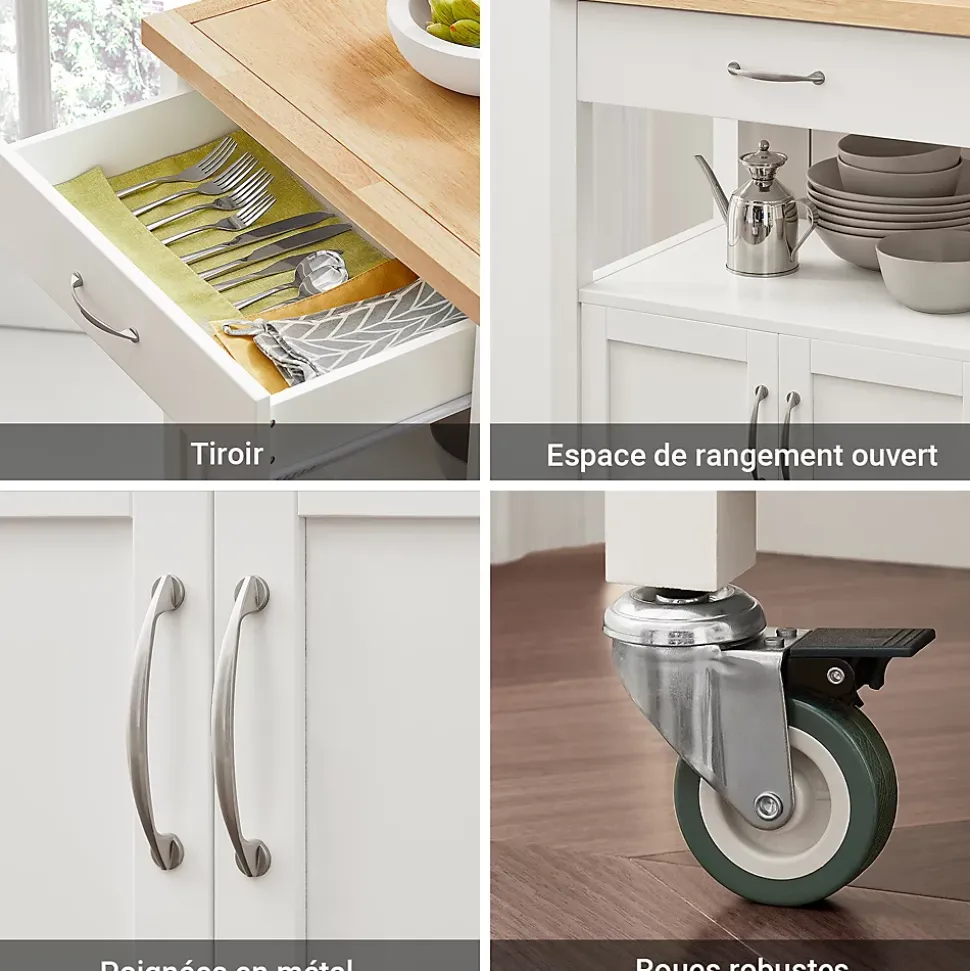 Meuble de Rangement à roulettes,Caisson Roulant, Chariot,Blanc,FKW22-WN,SoBuy