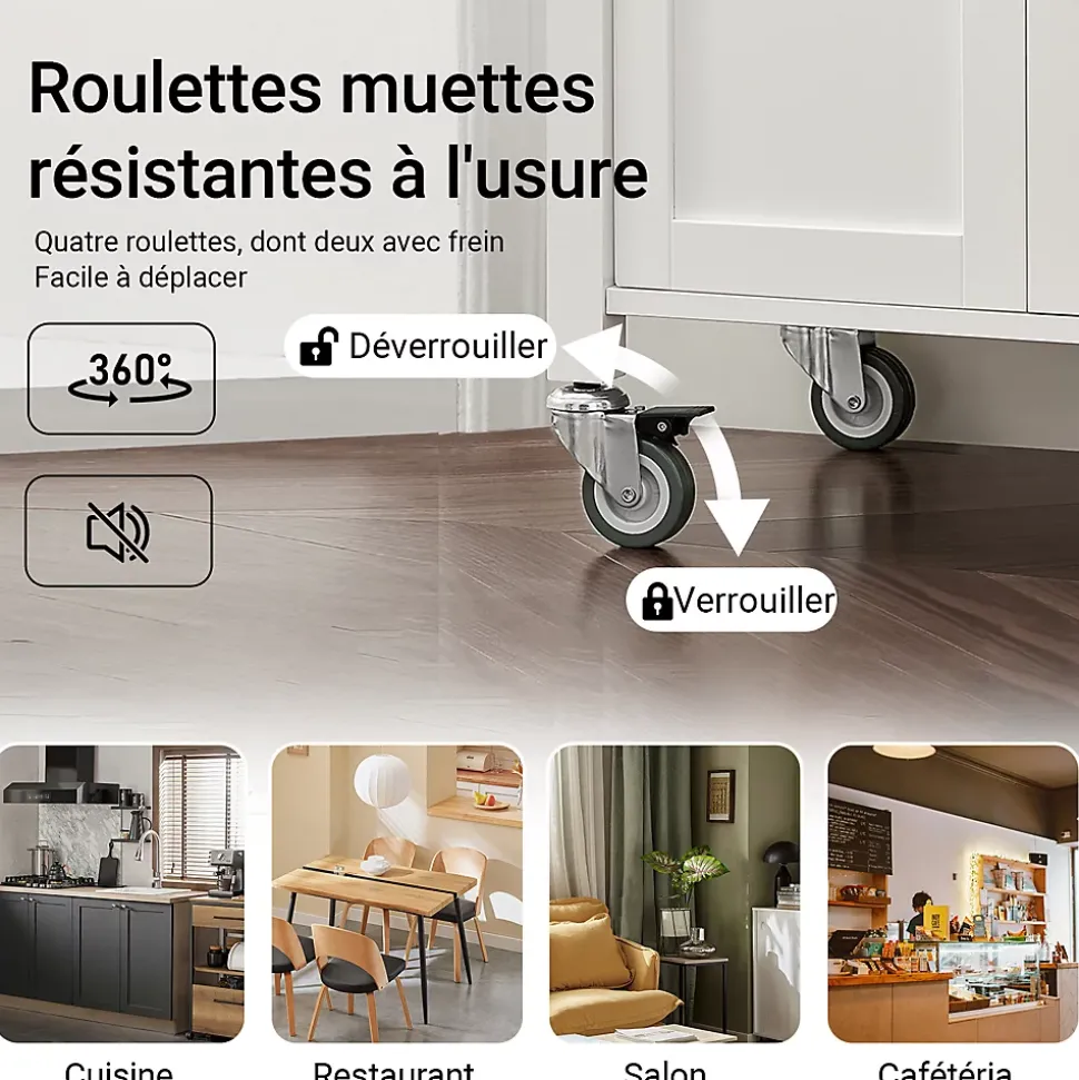 Meuble de Rangement à roulettes,Caisson Roulant, Chariot,Blanc,FKW22-WN,SoBuy