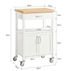 Meuble de Rangement à roulettes,Caisson Roulant, Chariot,Blanc,FKW22-WN,SoBuy