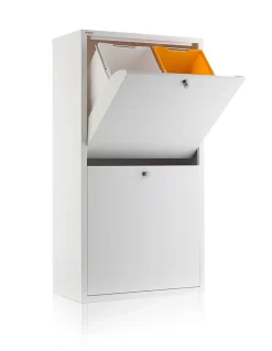 Meuble de tri EMI, 4 compartiments (80 L), blanc, design moderne et fonctionnel