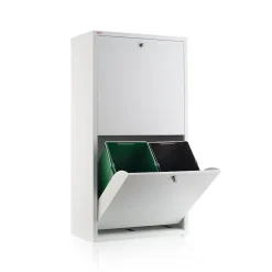 Meuble de tri EMI, 4 compartiments (80 L), blanc, design moderne et fonctionnel