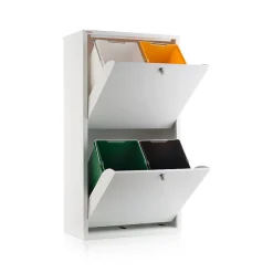 Meuble de tri EMI, 4 compartiments (80 L), blanc, design moderne et fonctionnel