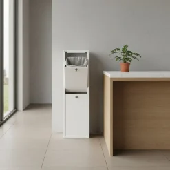 Meuble de tri LUA, 2 compartiments (40 L), blanc, design compact et fonctionnel