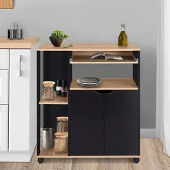 Meuble Déserte Rangement Cuisine Ilot Central Design Industriel Bois Noir