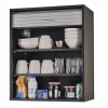 Meuble haut cuisine SIMMOB 60x72x35 cm noir rideau alu