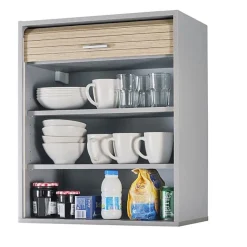 Meuble haut cuisine SIMMOB 60x72x35 cm chêne naturel rideau