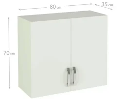 Meuble haut de cuisine 2 portes coloris blanc - Hauteur 70 x Longueur 80 x profondeur 35 cm